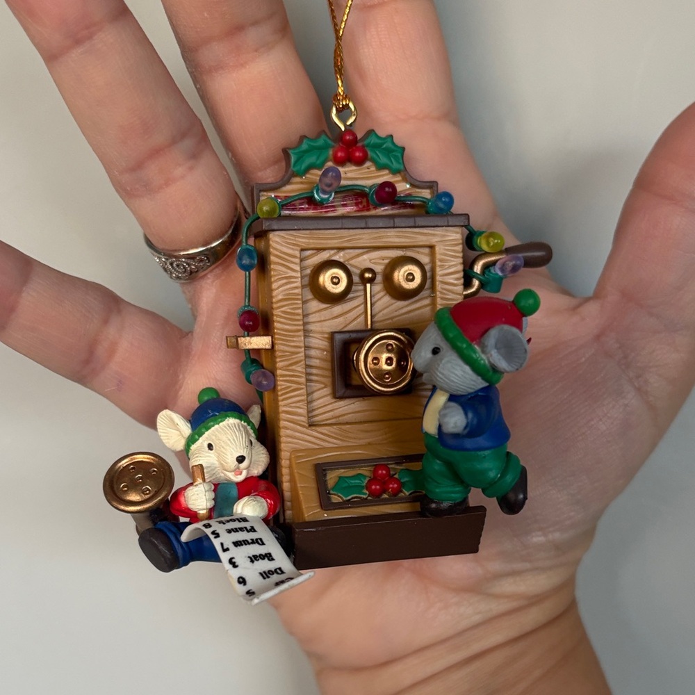Vintage Mice on Telephone Ornament Christmas Order Center Westmar 1995 Mouse